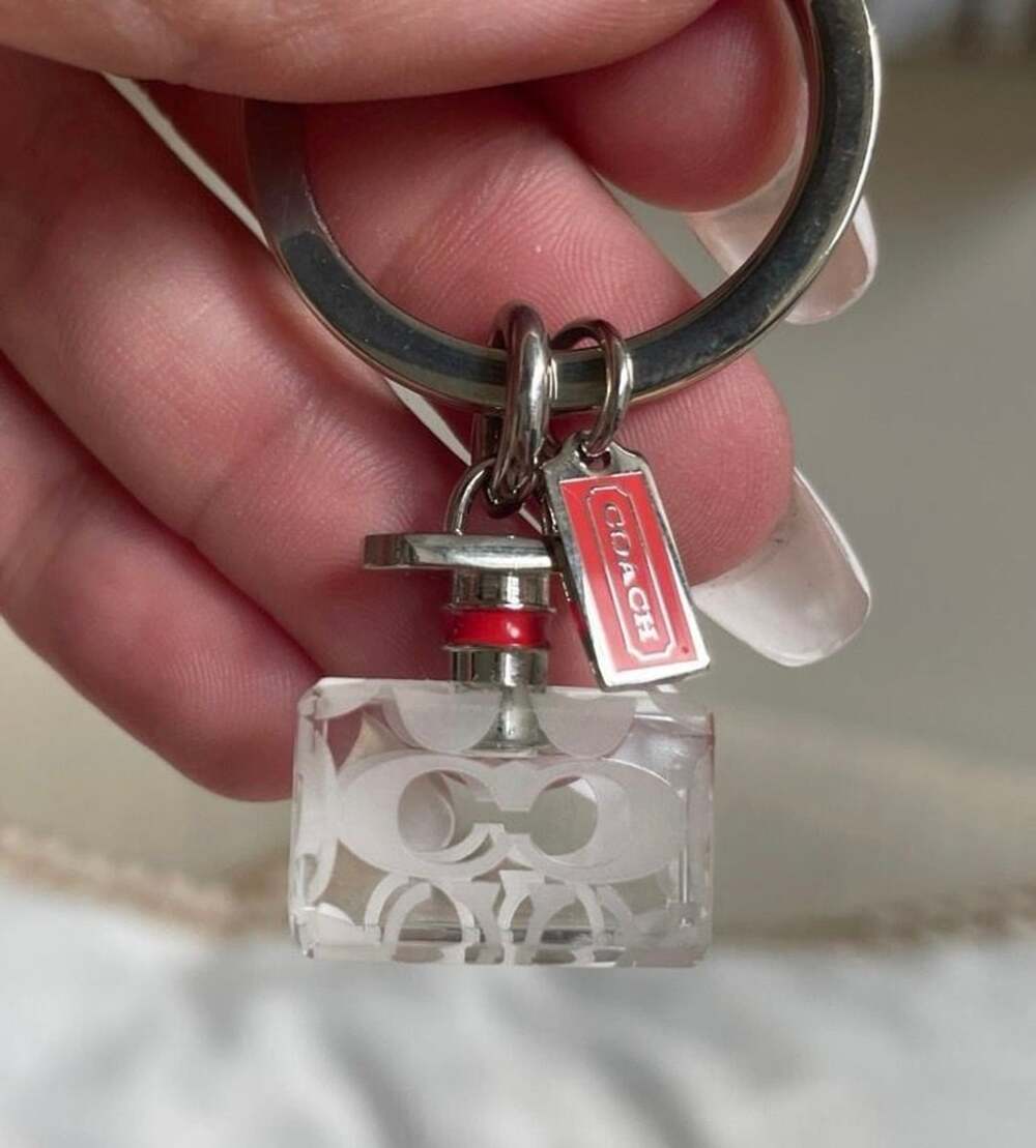 RARE Etched COACH Perfume Bottle Keychain Bag Charm Phone Cell Lanyardd